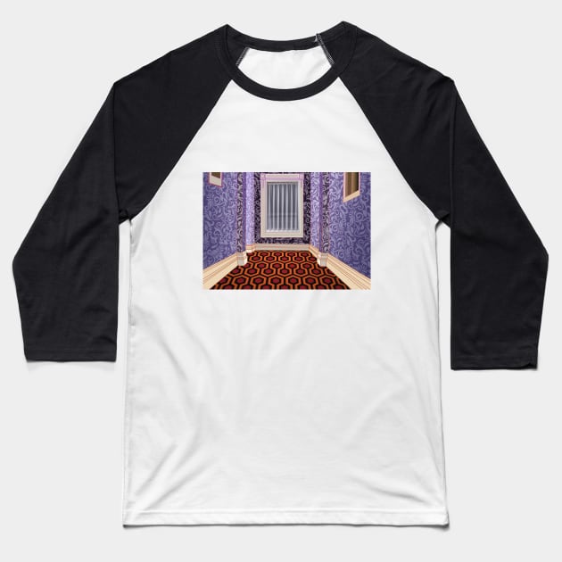 The Shining Corridor Baseball T-Shirt by SteelWoolBunny